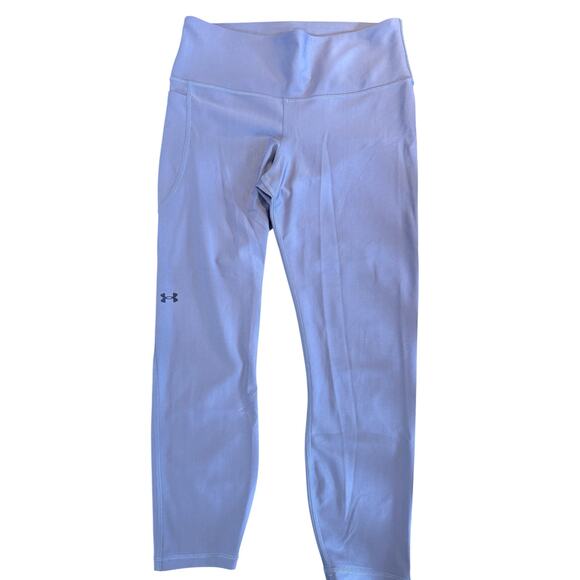 Under Armour Sz L Compression Heatgear Pastel Purple Pocket Capri Leggings | EUC - Picture 1 of 7